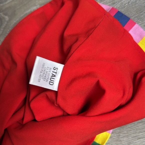 STAUD Panda Rainbow Stripe Cotton Mini Skirt 2 - Picture 10 of 10